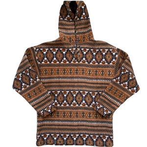 Octane | Brown, White, & Black Patterned Fleece Hooded Sweater